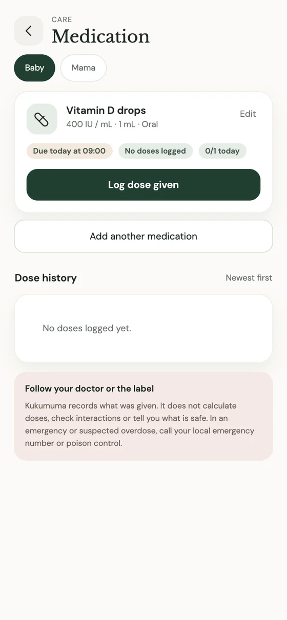 Medication journal screen